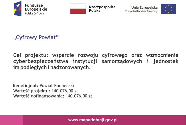 Powiat Kamieński z dofinansowaniem w ramach konkursu Cyfrowy Powiat