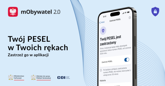 Zastrzeż PESEL i chroń swoje dane w mObywatelu 2.0